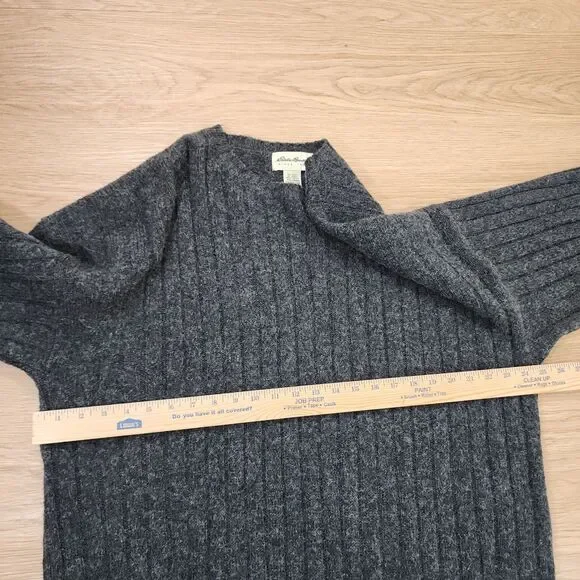 Eddie Bauer Wool Blend Sweater Mens XXL Gray V Neck Chunky Vintage Knit EUC - Picture 10 of 10